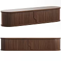 Modern Walnut Wood TV Stand With Sleek Curved Edges And Smooth Surface