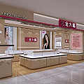 Elegant Jewelry Store Interior With Display Counters And Mannequin Posters 3d model