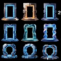 2D Portal Pendants with Glowing Frames and Various Geometric Decorative Hanging Accessories