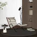 Modern Fabric Lounge Chair With Side Table Floor Lamp And Bookshelf In Living Space