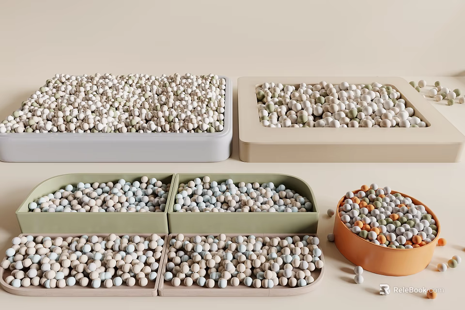 Children's Playground Equipment with Colorful Small Beads in Various Containers 3d model 