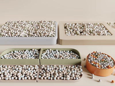 Children's Playground Equipment with Colorful Small Beads in Various Containers 3d model