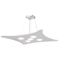 Modern White Hanging Chandelier With Streamlined Wave Design And Circular Cutouts 3d model