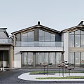 Modern Townhouse Exterior Design With Large Windows Black Roof And White Walls