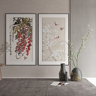 New Chinese Plant Painting Decorative Painting 3d model