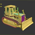 Yellow Bulldozer Functional Construction Vehicle With Green Windows Tracks And Blade