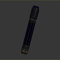 Futuristic Sci Fi Weapon Black Metallic Body with Orange Accent Sleek Cylindrical Blue Glowing Details