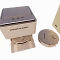 White Beige And Blue Sweeping Robot Design As Daily Electrical Appliance With Modern Look