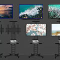 Elegant Modern Televisions In Interior With Scenic Images On Wall Mounts And Stands