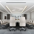 Modern Public Office Area Interior Design With Conference Table Ergonomic Chairs And Ceiling Lights
