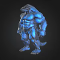 Blue Muscular Mythical Creature With Detailed Textured Skin And Strong Build