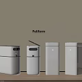 White Poliform Household Storage Containers On Wooden Floor With Light Wall