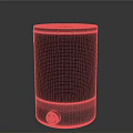 Modern Gray Cylindrical Speaker Featuring Fabric Mesh Surface And Bottom Control Knob 3d model