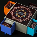 Modern Artifact Decorative Ornament Set With Mandala Pattern And Colored Drawers 3d model