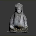 Ancient Reclining Camel Stone Sculpture with Patterned Base and Textured Details 3d model