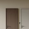 Modern Hinged Doors in Dark Brown and Light Gray with Colorful Painting on Wall