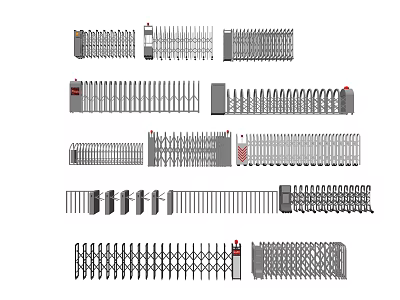 Various Metal Gates With Different Designs Styles And Security Features 3d model