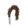 Arch Arbor Adorned With Red Flowers And Green Leaves For Wedding Decoration