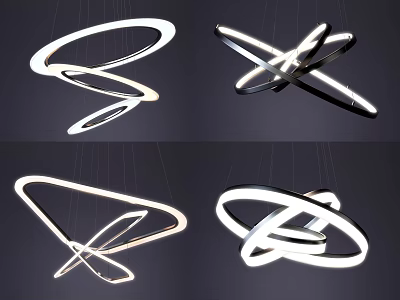 Modern Geometric Pendant Lights with Circular Spiral Designs and LED Lighting for Contemporary Home Decor 3d model