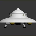 Silver Metallic Flying Saucer Model With Domed Top And Circular Base Structure 3d model