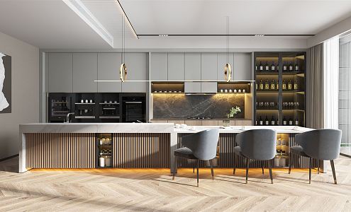 Modern Kitchen Western Kitchen Nakajima Dining Table Oven Disinfecting Cabinet Wine Cabinet Combination 3d model