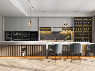 Modern Kitchen Western Kitchen Nakajima Dining Table Oven Disinfecting Cabinet Wine Cabinet Combination 3d model