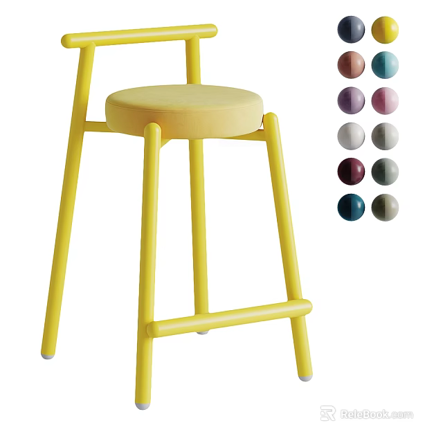 Modern Yellow Bar Stool With Multiple Color Options For Home Kitchen Dining Area 3d model