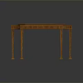 Elegant Dining Table With Red Tabletop And Carved Wooden Frame Details