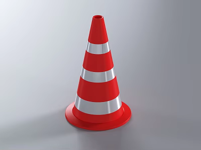 Road Traffic Cone With Red And White Stripes For Roadside Safety Infrastructure 3d model