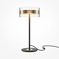 Modern Table Lamp With Transparent Shade Gold Accent Black Pole And Base 3d model