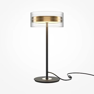 Modern Table Lamp With Transparent Shade Gold Accent Black Pole And Base 3d model