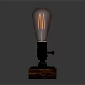 Vintage Edison Bulb Table Lamp With Red Filament And Wooden Base