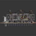 Industrial Mechanical Structure With Platform Staircases Pipes And Metal Frames