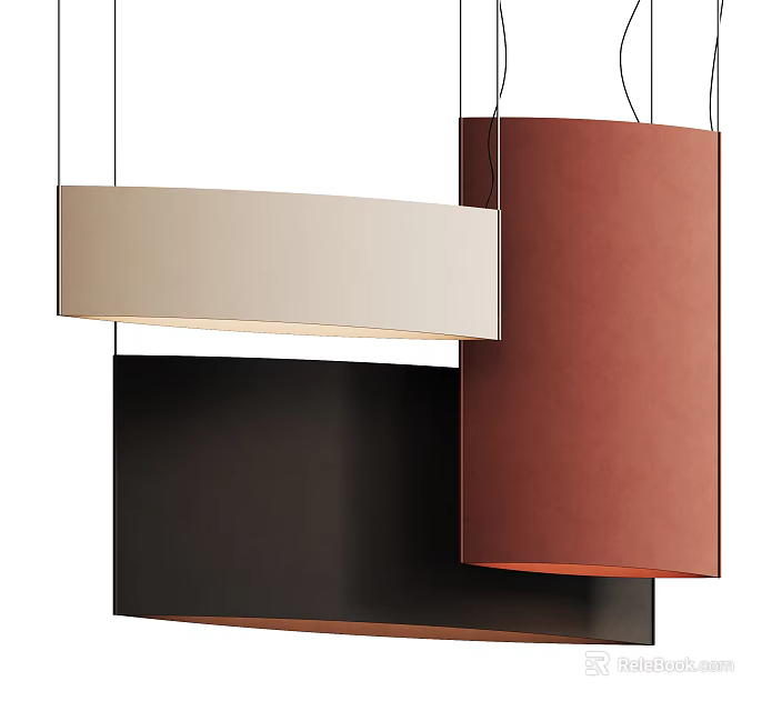 Modern Interior Pendant Lights With Rectangular Cylindrical Shapes In Beige Brown Black Tones 3d model 