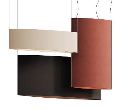Modern Interior Pendant Lights With Rectangular Cylindrical Shapes In Beige Brown Black Tones 3d model