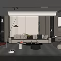 Modern Living Room Interior Design With Beige Sofa Coffee Table And Brown Armchair