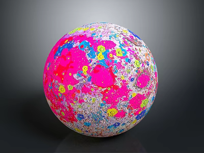 Colorful Sphere With Vibrant Pink Blue Yellow Spots And Artistic Texture 3d model