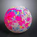 Colorful Sphere With Vibrant Pink Blue Yellow Spots And Artistic Texture