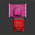 Colorful Kids Arcade Machine With Pink Body Red Pedal And Happy