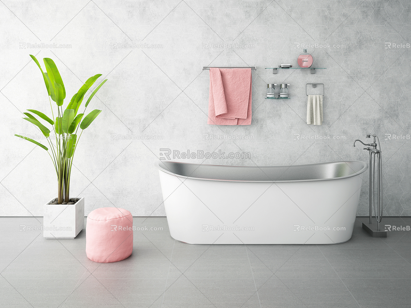 Modern Bathtub Bathroom Combination 3d model