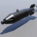 Black Streamlined Military Weapon Aerial Bomb With Tail Fins And Nose Cone