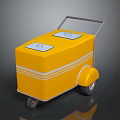 Yellow Mobile Food Cart With Two Square Compartments And Wheels 3d model