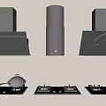 Modern Kitchen Appliances With Black Range Hoods And Gas Stoves
