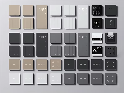 Various Colored Modern Switch Panels With Simple Design And Multiple Styles 3d model