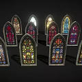 Vibrant Gothic Stained Glass Windows With Intricate Patterns And Colorful Designs