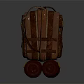 Vintage Brown Leather Travel Backpacks With Adjustable Straps And Rolled Blanket