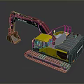 Volvo Tracked Utility Vehicle Excavator With Yellow Black Exterior And Blue Cabin Design
