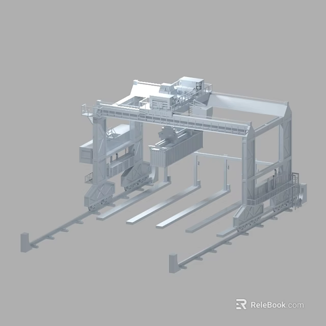 Heavy Duty Industrial Gantry Crane Equipment With Rail And Mechanical Structure 3d model 