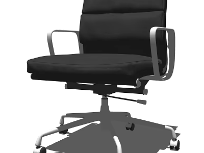 Modern Black Office Chair With Silver Armrests Padded Seat And Swivel Wheels 3d model