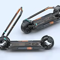 Futuristic Electric Scooters With Black Orange Frame And Large Wheels Design